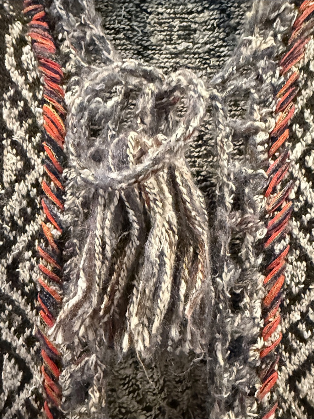 Free People Hooded Jacquard Long Cardigan Coatigan - Brown & Cream - Picture 5 of 10